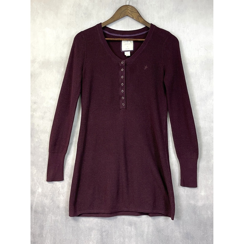 Y2K Aerie Waffle Knit Henley Top Women Large Cozy Stretch Bella Elena Grunge